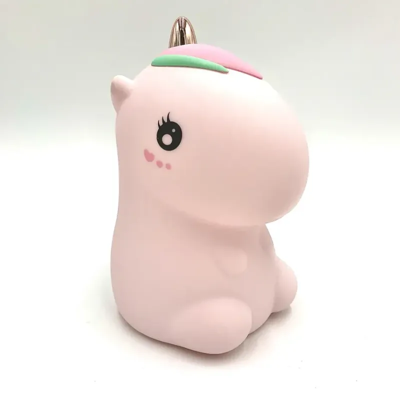 Нічник силіконовий нічник дитячий Єдиноріг LED USB рожевий