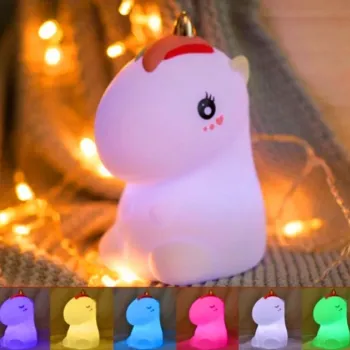Нічник силіконовий нічник дитячий Єдиноріг LED USB рожевий