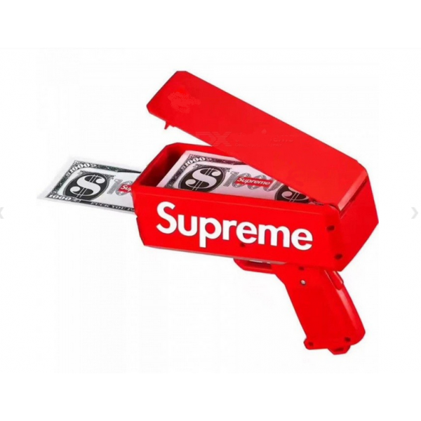 Пістолет для грошей SUPREME іграшковий пістолет який стріляє грошима Money Gun червоний