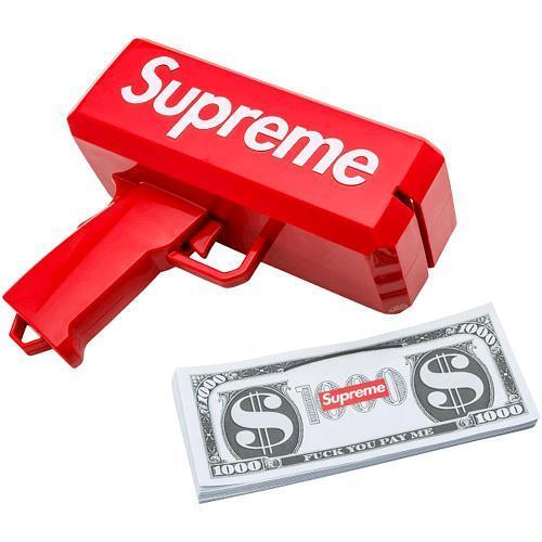 Пістолет для грошей SUPREME іграшковий пістолет який стріляє грошима Money Gun червоний