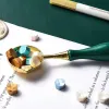 Подарунковий набір для сургучного друку Seal Wax 8 предметів набір для скрабукінгу повний комплект воскоплав 3 штампи віск