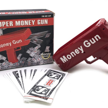 Пістолет, який стріляє грошима Money Gun червоний