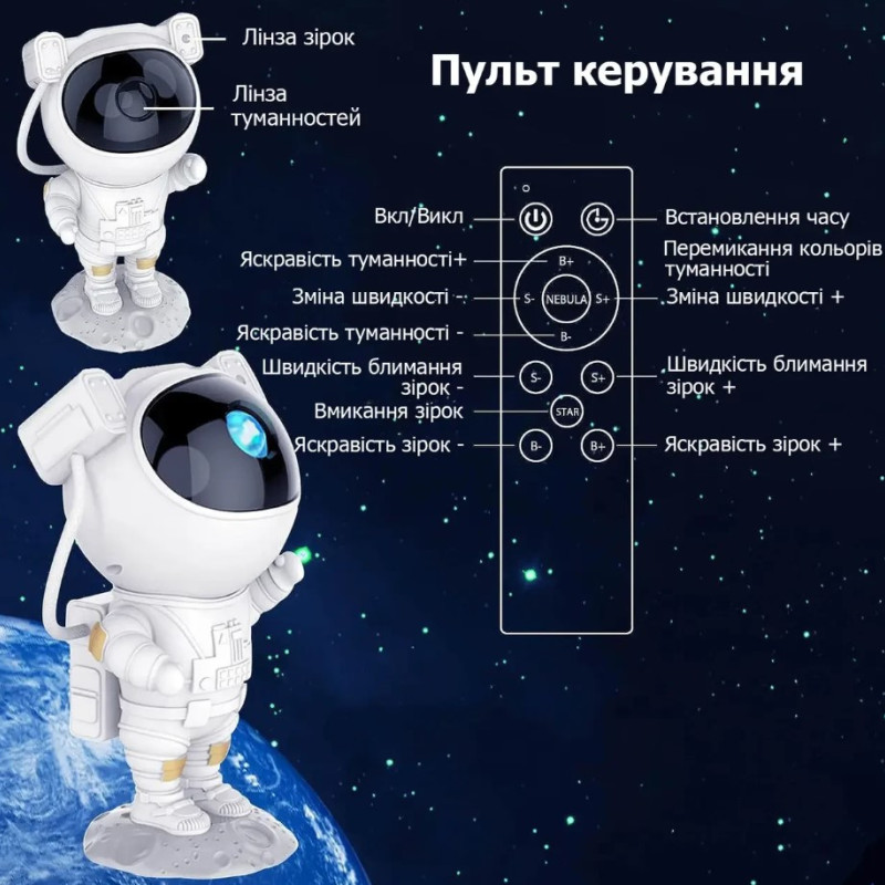 Нічник-проєктор зоряного неба Астронавт 8628, з пультом